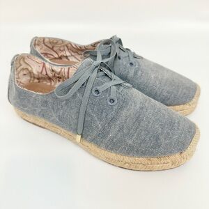 Joie Wallie Denim Lace-Up Espadrilles Flats EU 39 Leather Soles